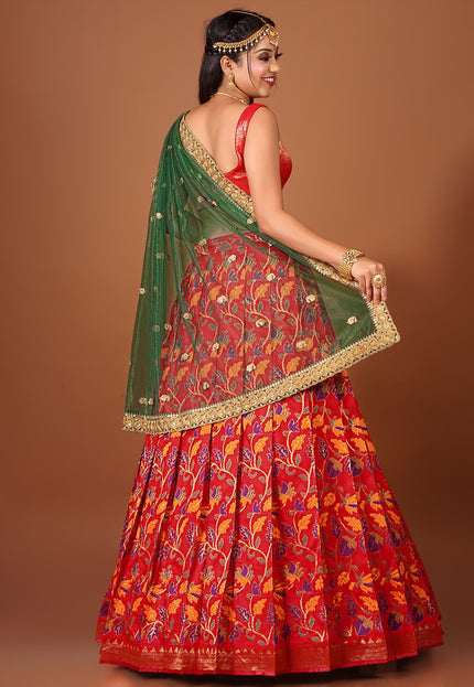 Red Banarasi Designer Lehenga