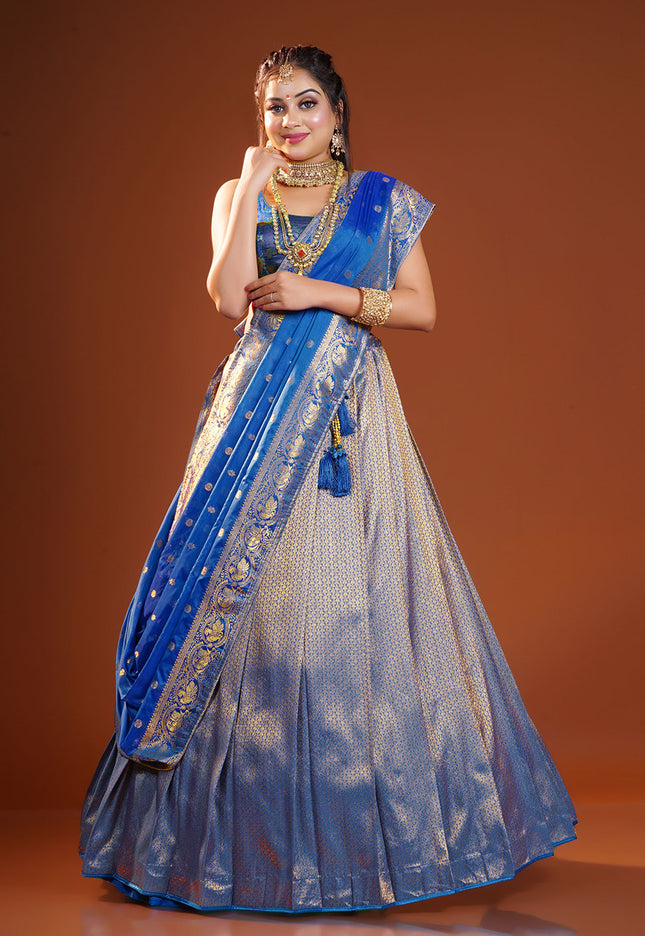 Firozi Banarasi Silk Lehenga
