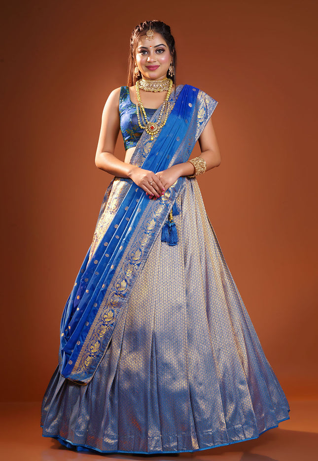 Firozi Banarasi Silk Lehenga