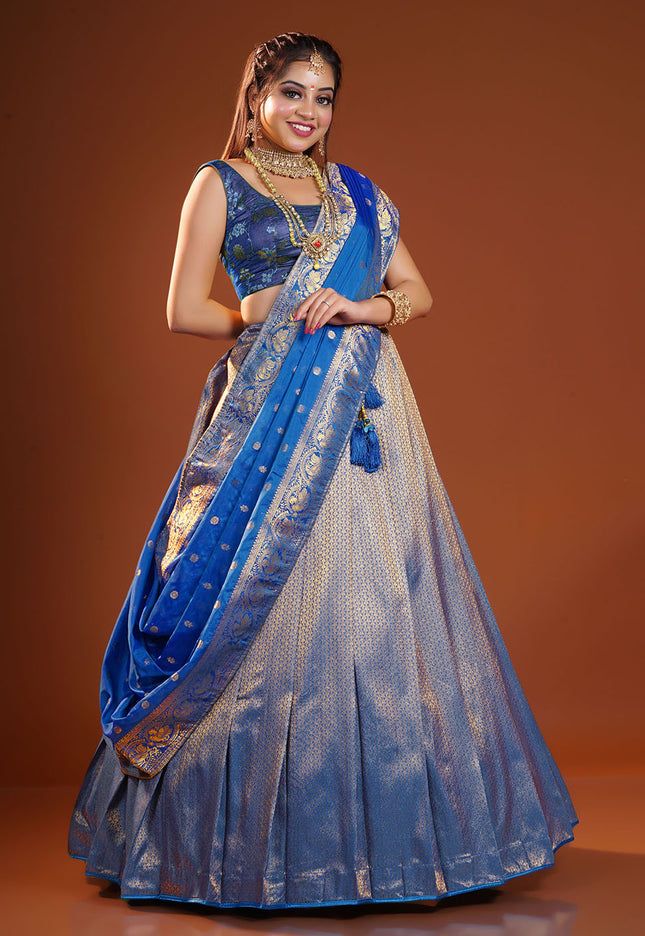Firozi Banarasi Silk Lehenga