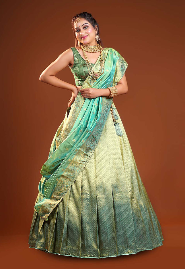 Sea Green Banarasi  Lehenga 