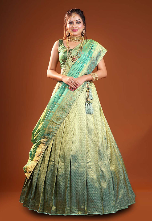 Sea Green Banarasi  Lehenga 