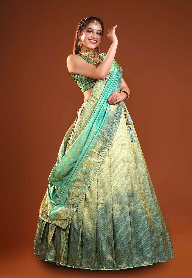 Sea Green Banarasi  Lehenga 