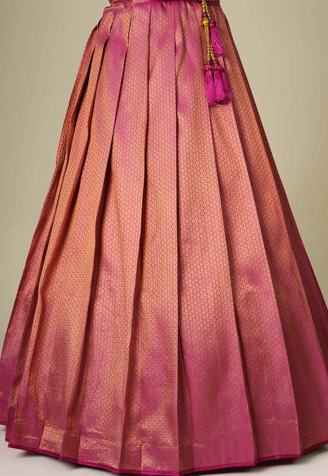 Pink Banarasi Silk Lehenga 
