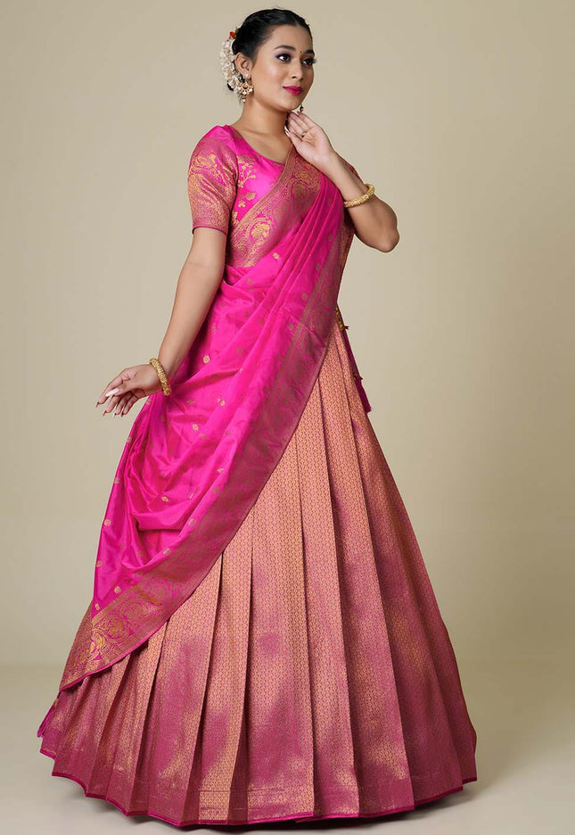 Pink Banarasi Silk Lehenga 