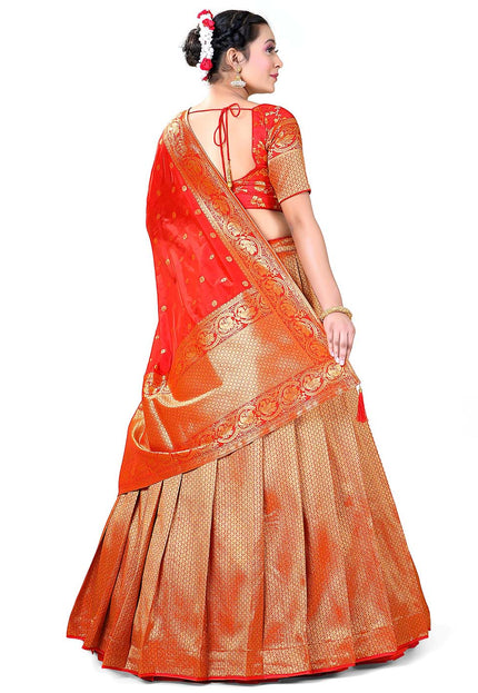 Red Banarasi Silk Lehenga 