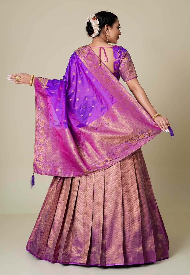 Purple Banarasi Silk Lehenga