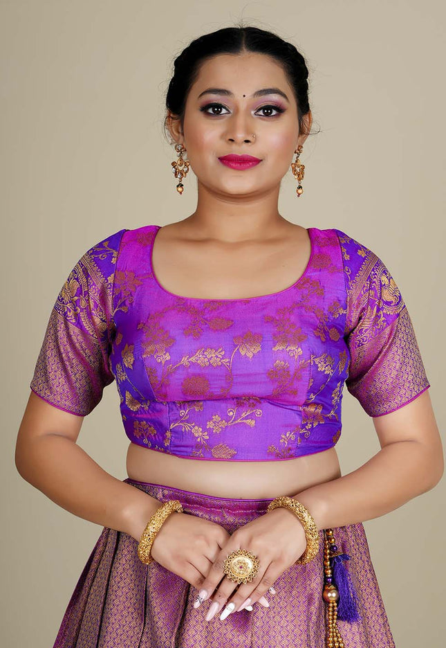 Purple Banarasi Silk Lehenga