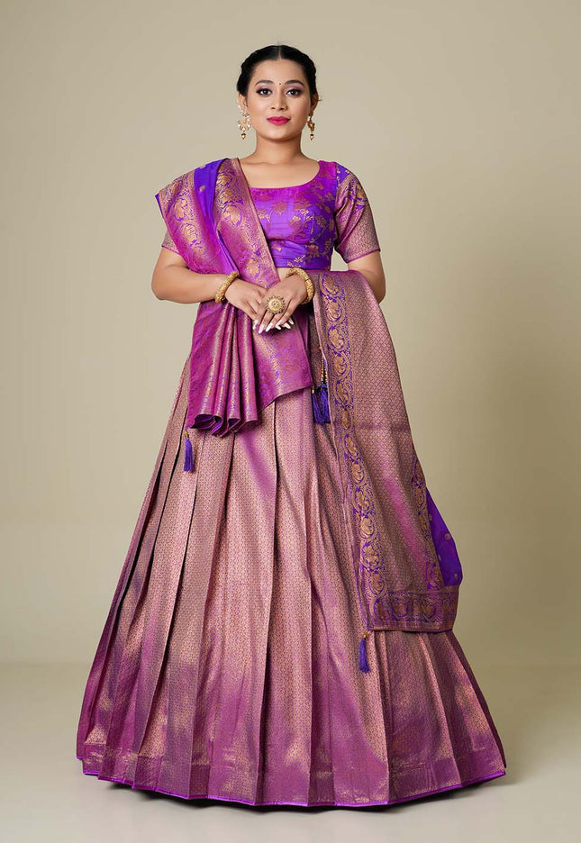 Purple Banarasi Silk Lehenga