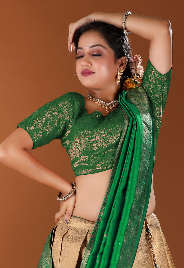 Chiku Kanjivaram Silk Half Saree