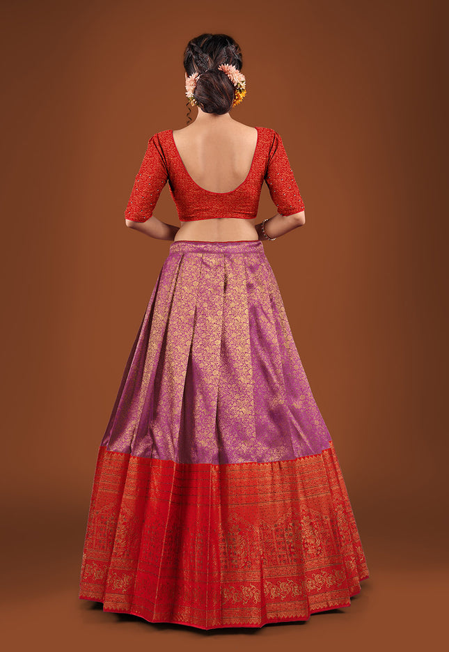 Red Kanjivaram Silk Half Saree