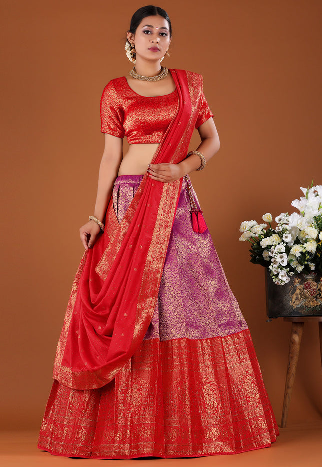 Red Kanjivaram Silk Half Saree