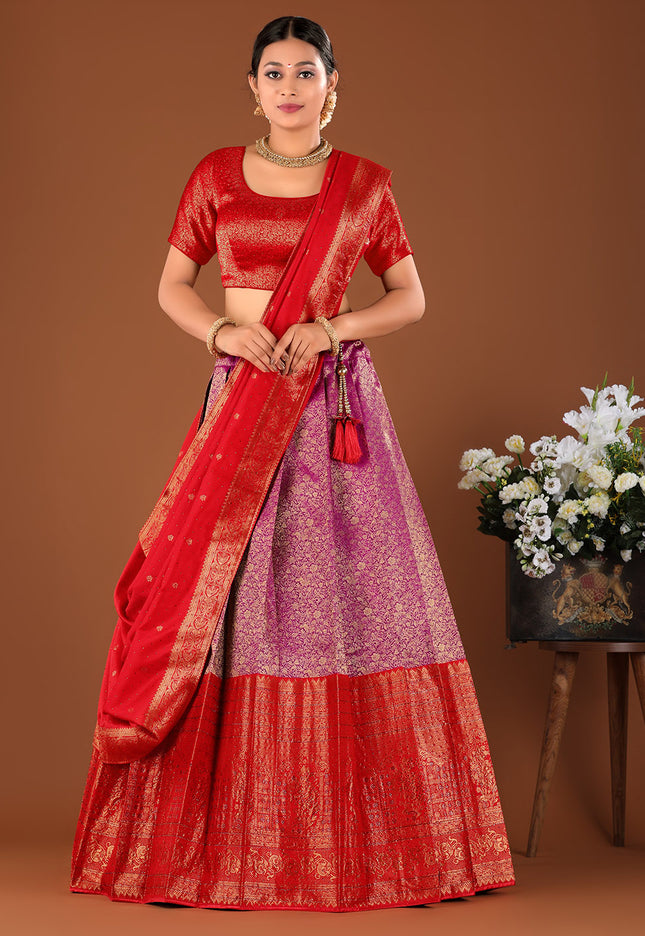 Red Kanjivaram Silk Half Saree
