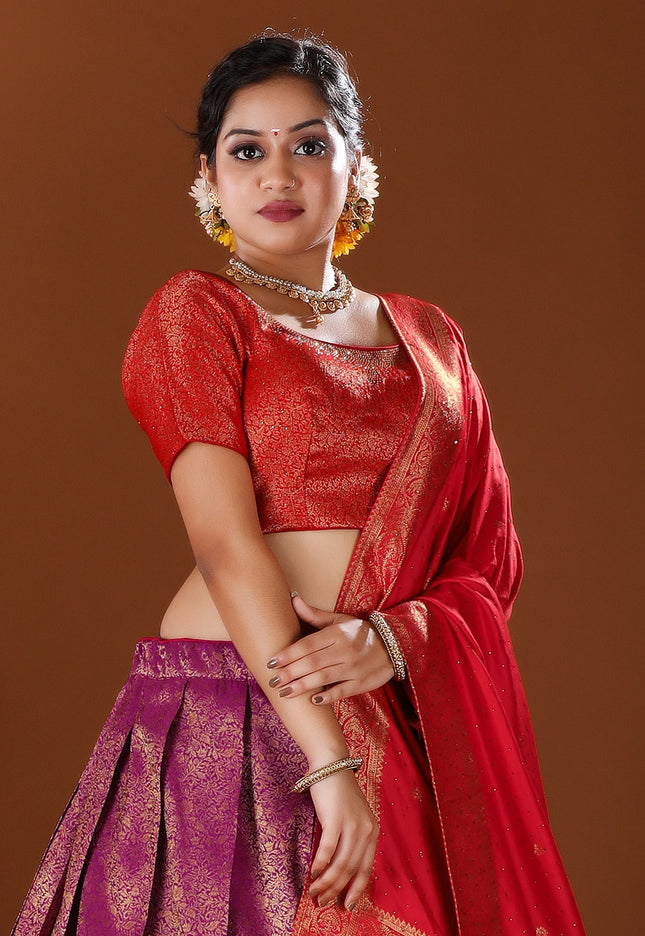 Red Kanjivaram Silk Half Saree