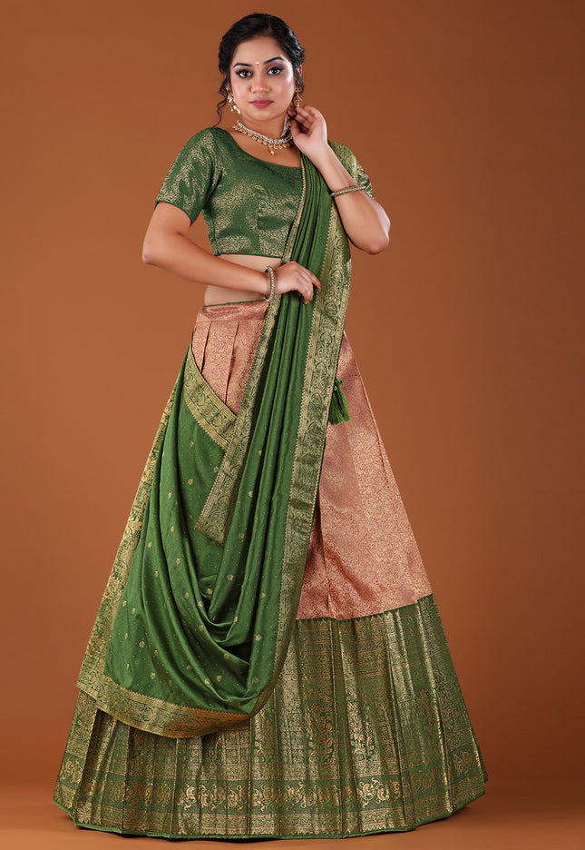 Light Pink Kanjivaram Silk Half Saree