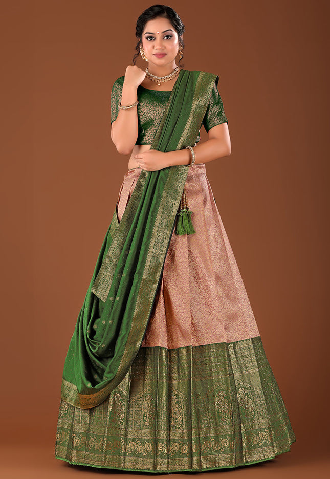 Light Pink Kanjivaram Silk Half Saree