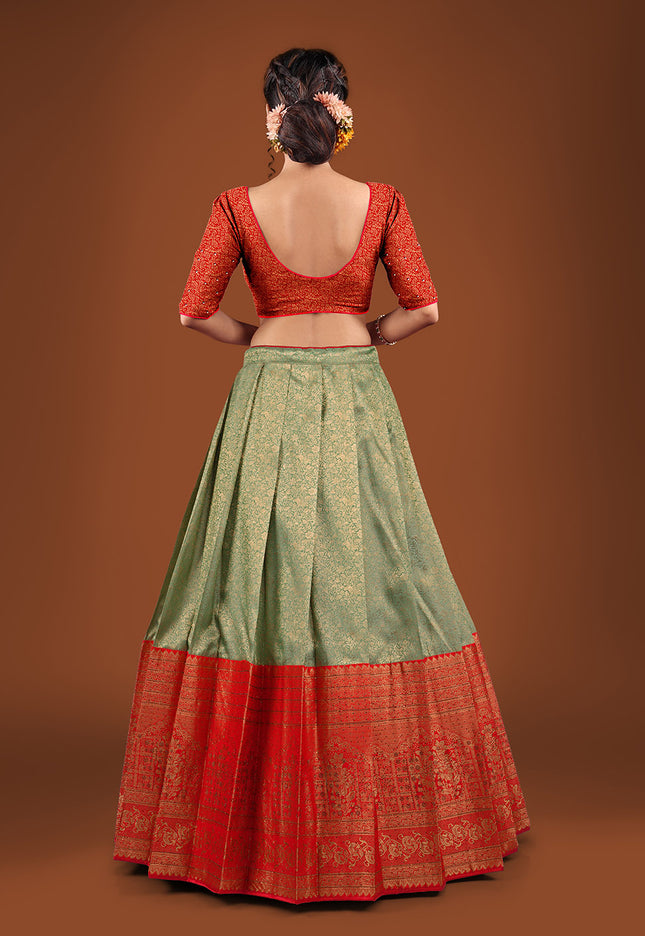 Light Green Kanjivaram Half Saree