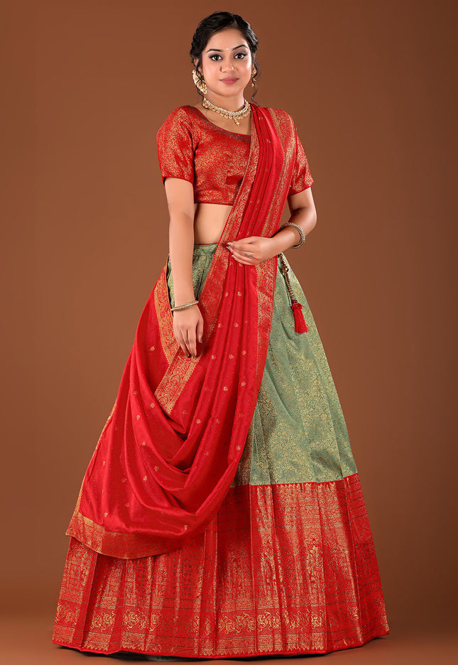 Light Green Kanjivaram Half Saree