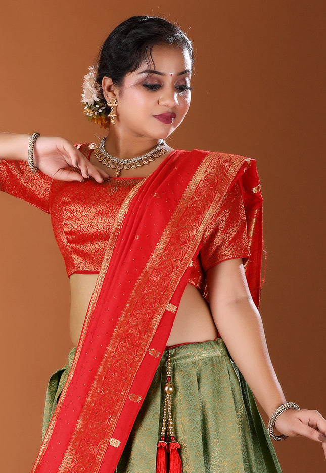Light Green Kanjivaram Half Saree
