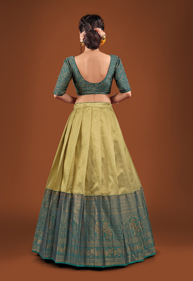 Lemon Kanjivaram Silk Half Saree