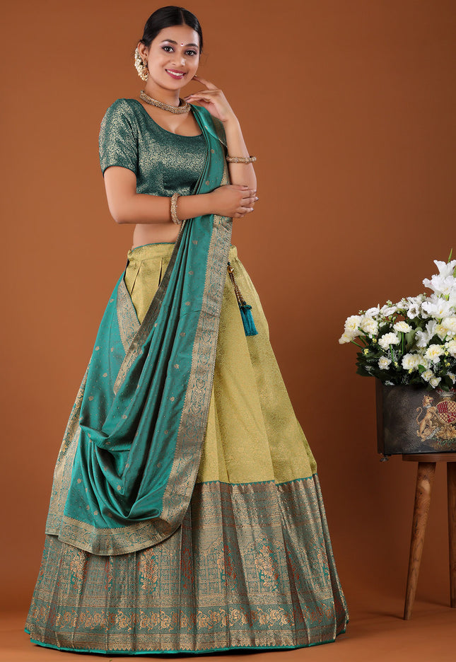 Lemon Kanjivaram Silk Half Saree