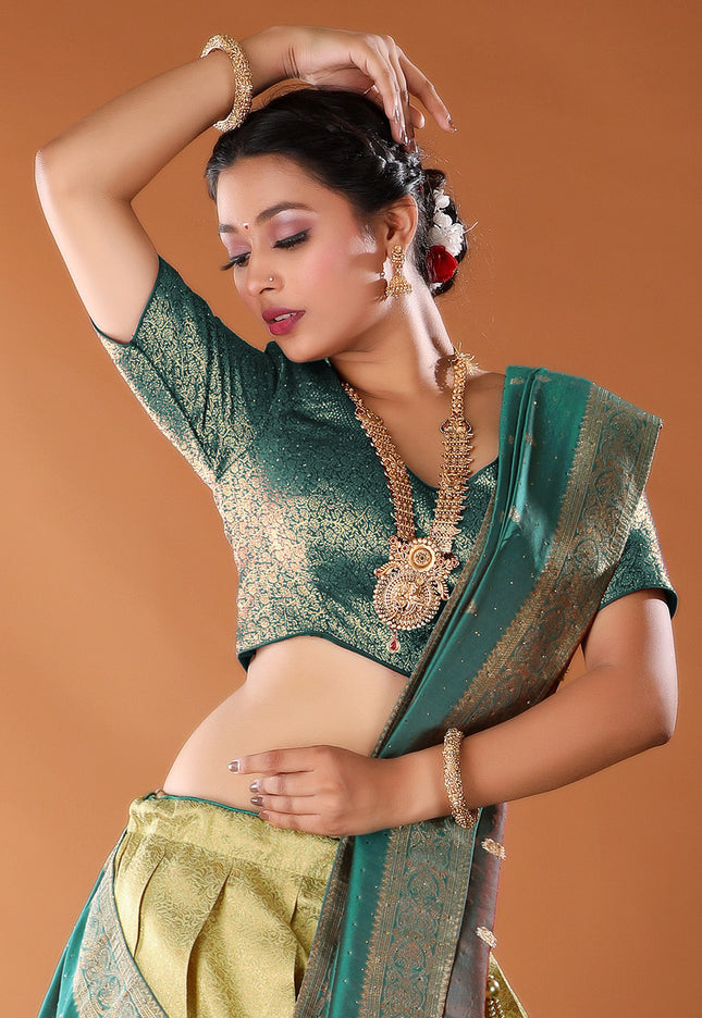 Lemon Kanjivaram Silk Half Saree