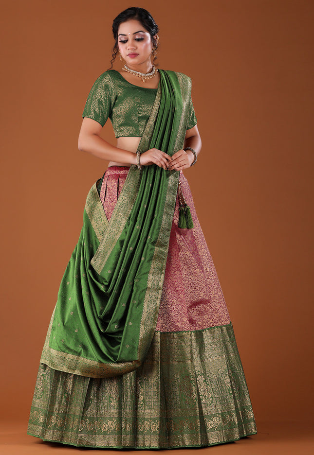 Mehendi Kanjivaram Half Saree