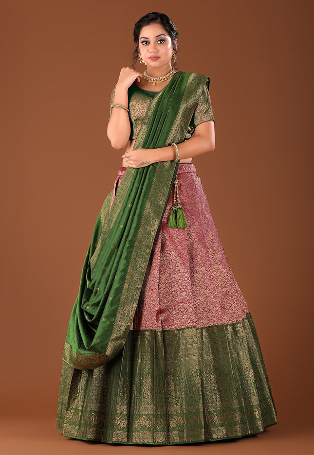 Mehendi Kanjivaram Half Saree