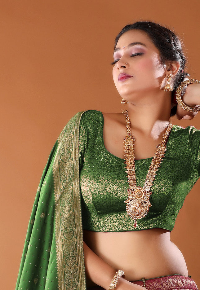 Mehendi Kanjivaram Half Saree