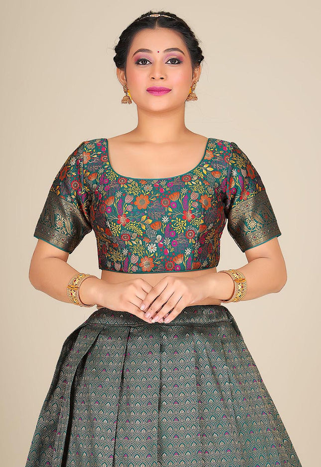 Rama Kanjivaram Silk Lehenga