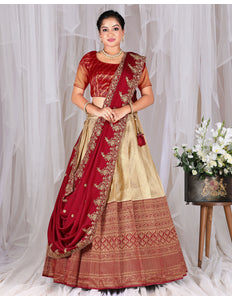 Maroon Kanjivaram Silk Lehenga