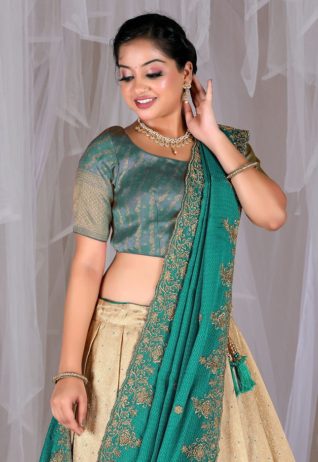Rama Kanjivaram Silk Lehenga