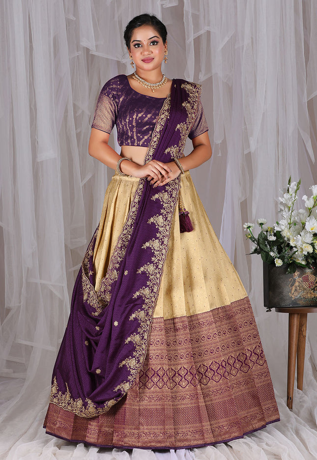 Wine Kanjivaram Silk Lehenga