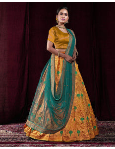 Gold Banarasi Silk Half Saree