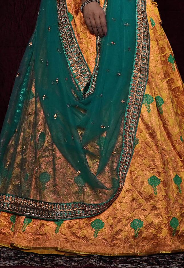 Gold Banarasi Silk Half Saree