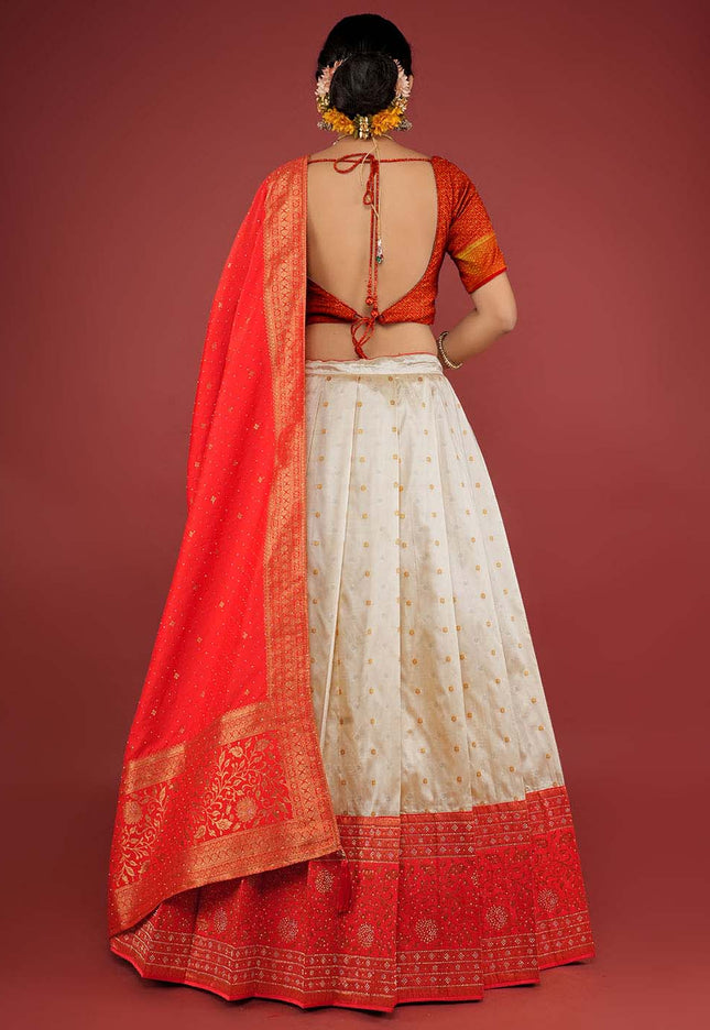 Chiku Banarasi Pattu Half Saree
