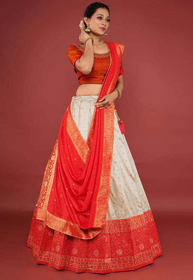 Chiku Banarasi Pattu Half Saree