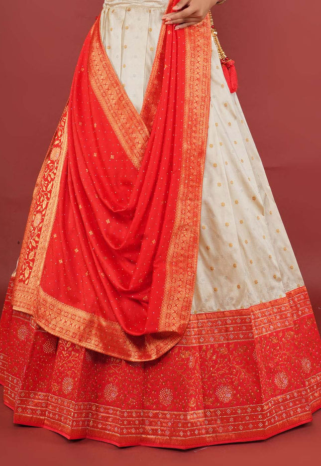 Chiku Banarasi Pattu Half Saree