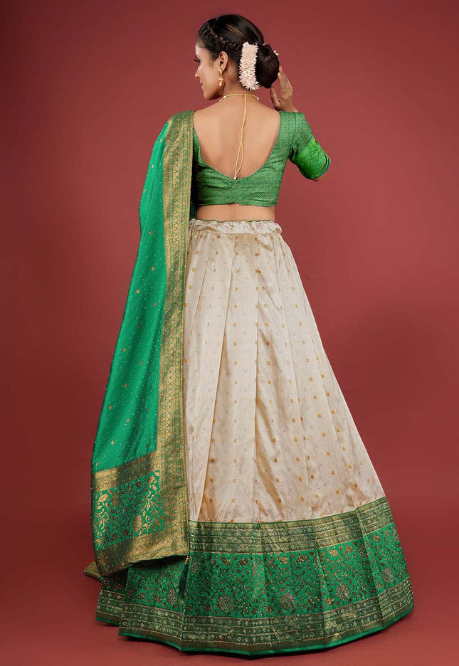 Chiku Banarasi Pattu Half Saree