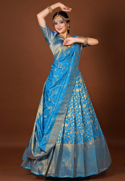 Firozi Banarasi Silk Lehenga