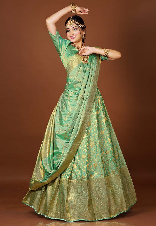 Sea Green Banarasi Lehenga