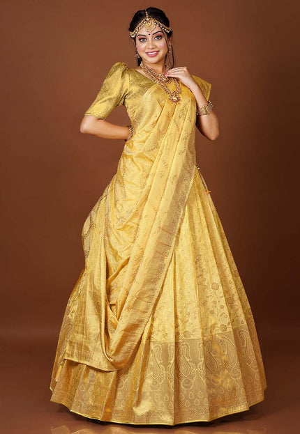 Mustard Banarasi Silk Lehenga