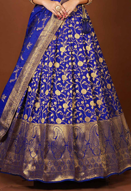 Blue Banarasi Silk Lehenga