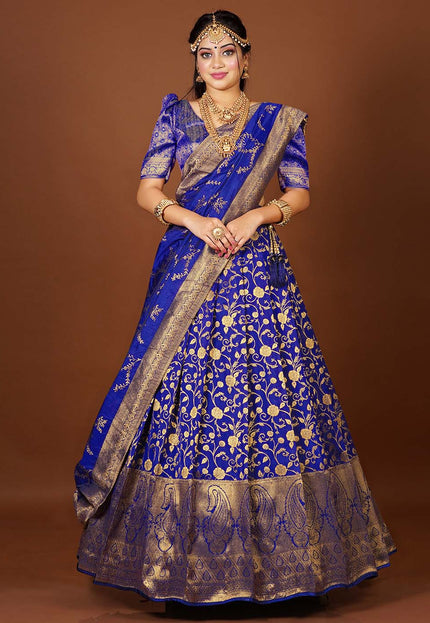 Blue Banarasi Silk Lehenga