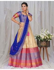 Chiku Kanjivaram silk Half Saree