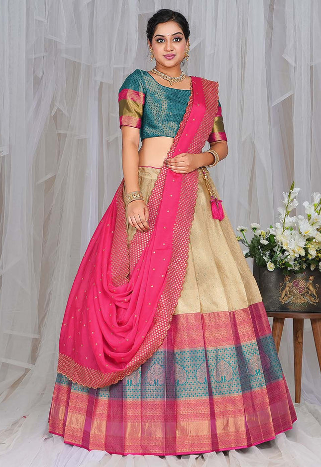 Chiku Kanjivaram silk Half Saree