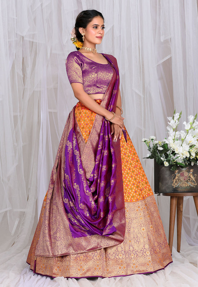 Purple Banarasi silk Lehenga