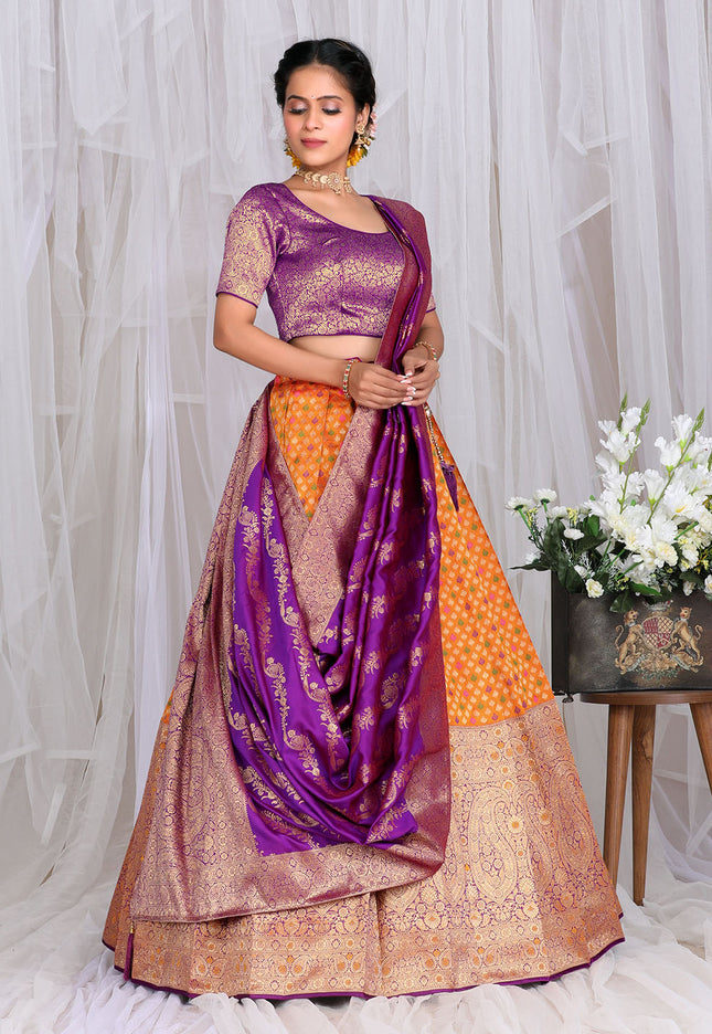 Purple Banarasi silk Lehenga