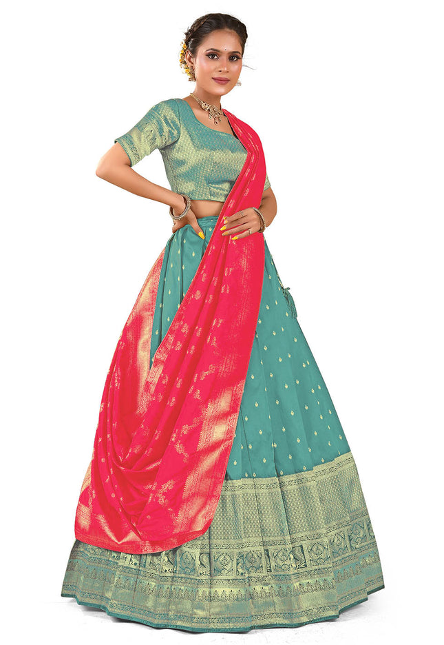 Sky Blue Banarasi Pattu Half Saree