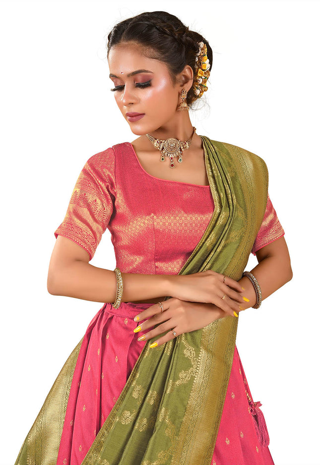 Gajari Banarasi Pattu Half Saree